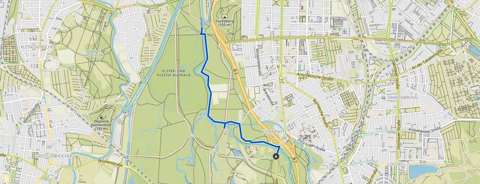 Auenwald Leipzig Karte Auenwald in Leipzig Brücke über die Pleiße Runde von Connewitz